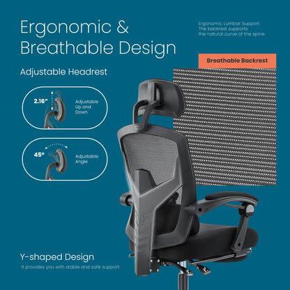 MCQ High Back Ergonomic Gaming Office Chair with Lumbar Support