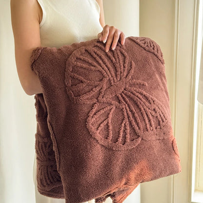 Coral Fleece Autumn Blanket with 3D Butterflies