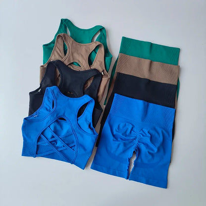 Women's Seamless Yoga Set Sport Bra and High Waist Shorts
