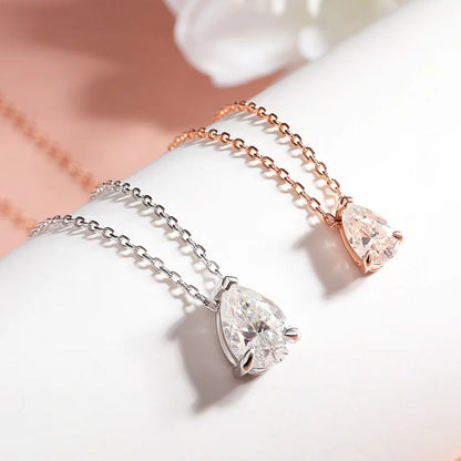 Smyoue Pear Cut Moissanite Necklace 925 Sterling Silver