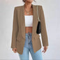 Solid Polyester Cotton Long Sleeve Women's Blazer