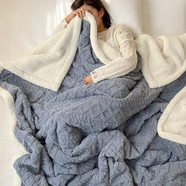 Soft Woolen Blanket, 100% Polyester, Striped Design