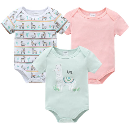 Baby Boy Summer Cotton Bodysuit Set Blue Grey Tie Print