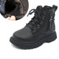 Burgundy PU Leather Ankle Boots for Kids