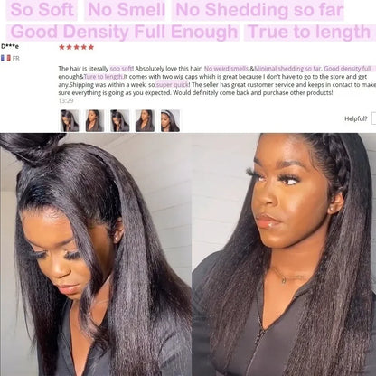 Kinky Straight V Part Wig 220% Density Human Hair