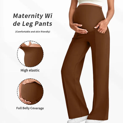 Plus Size Maternity Wide-Leg Pants Natural Color
