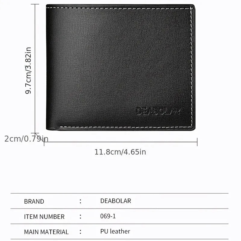PU Leather Short Wallet for Men in Thin Folding Design