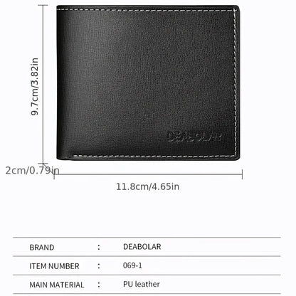 PU Leather Short Wallet for Men in Thin Folding Design