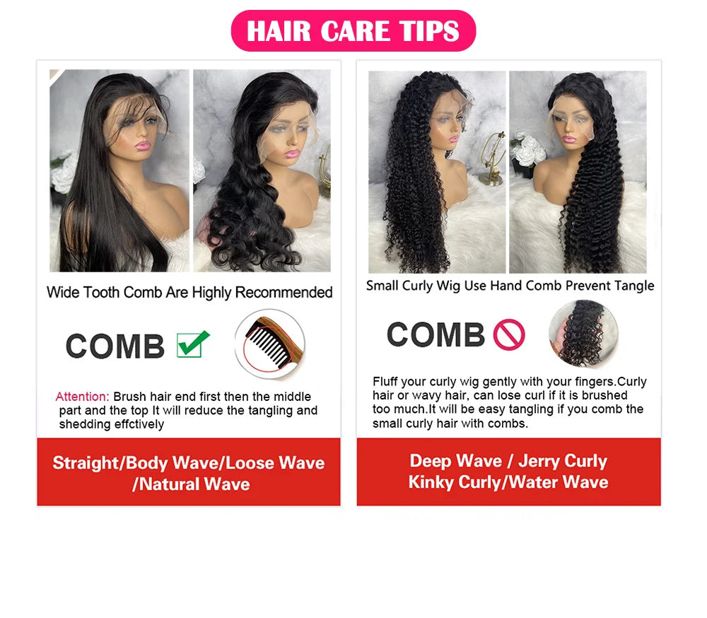 Deep Wave Lace Front Wig 13x6 Human Hair 30 Inch