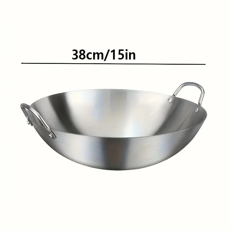 Large Stainless Steel Wok with Dual Handles 30cm