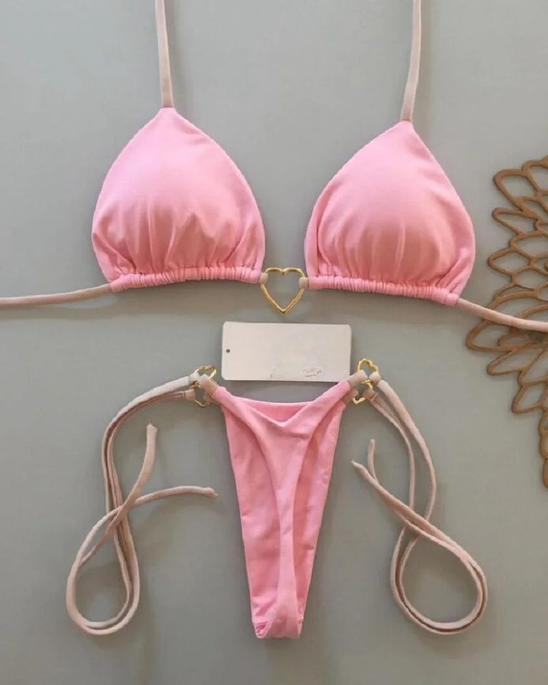 RUOTONSEPT Solid Color Bikini Set Women's Swimwear