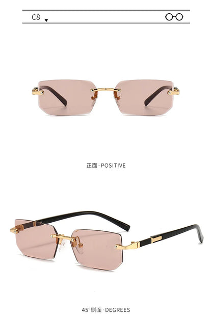 Rimless Rectangle Sunglasses for Women and Men