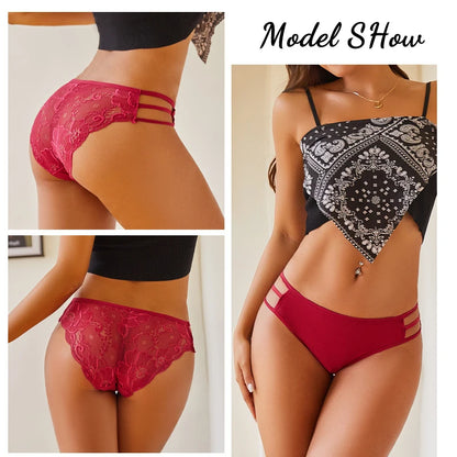 3PC Set Women's Floral Lace Low Rise Briefs