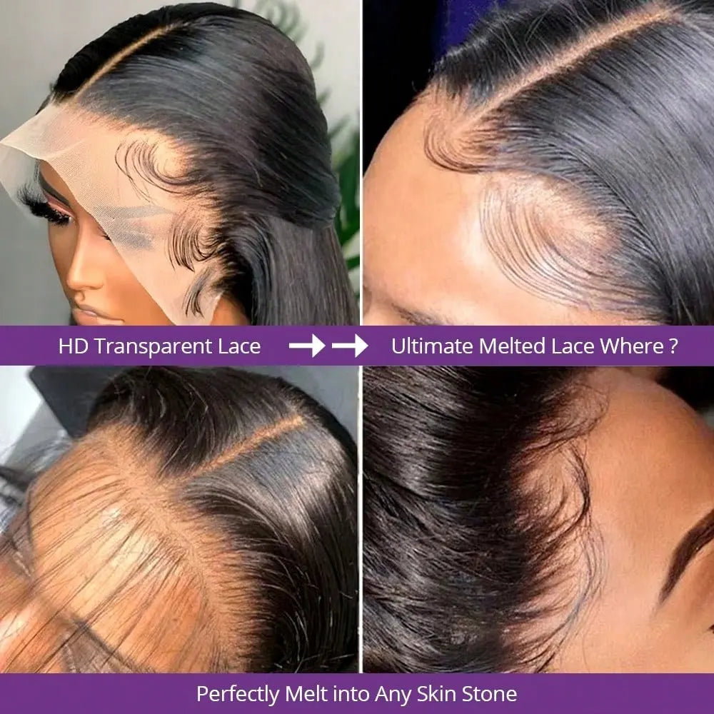 Transparent Bone Straight Lace Front Wig 250% Brazilian Hair