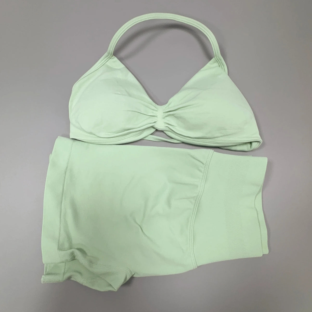 Seamless Strappy Yoga Bra and Scrunch Butt Shorts Set