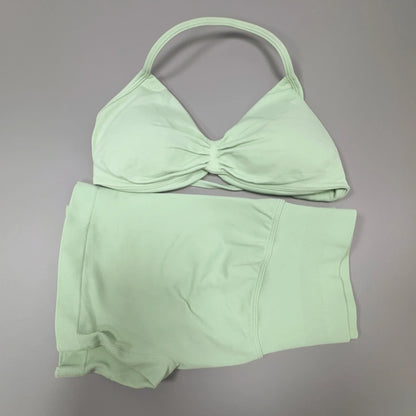 Seamless Strappy Yoga Bra and Scrunch Butt Shorts Set