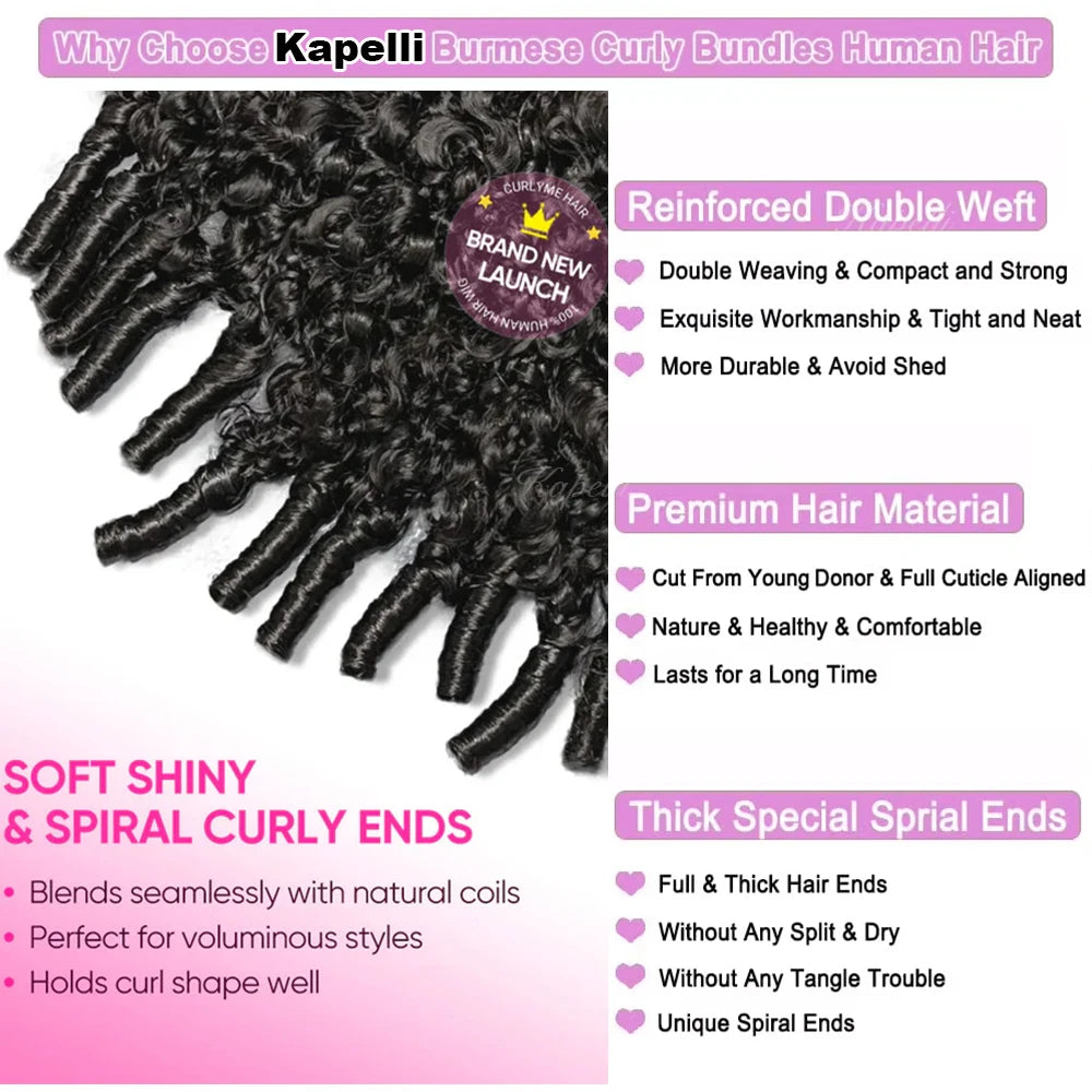 30 Inch 15A Burmese Curly Human Hair Bundles