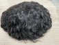 Curly Human Hair Toupee for Men Full PU Natural Color