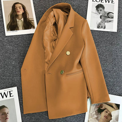 Women Double-Breasted Blazer Casual Suit Jacket