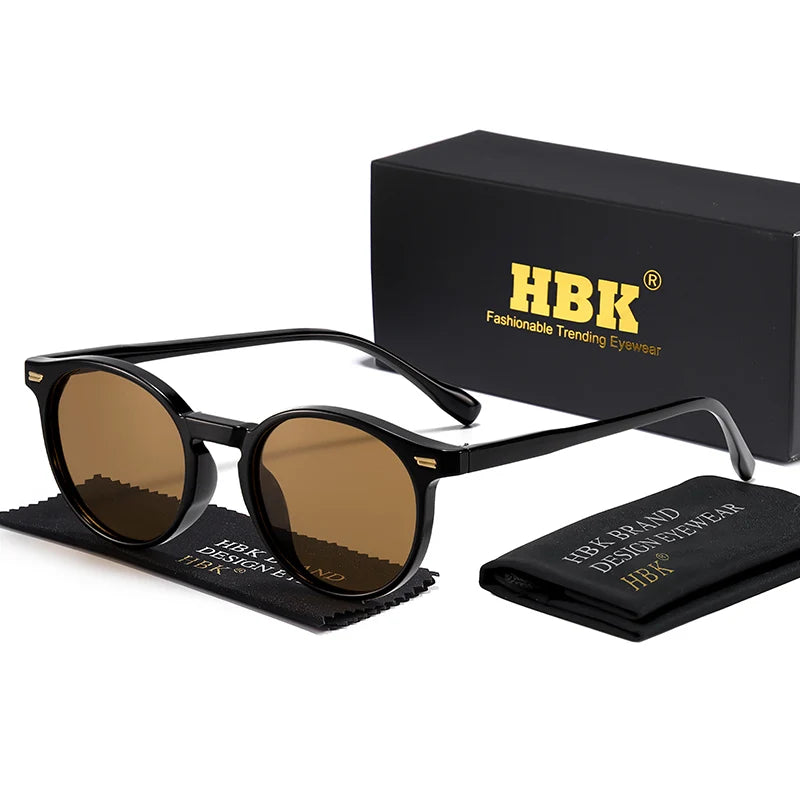 HBK Fashion Sunglasses Men Round TR90 Frame UV400