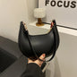 Women's Moon-shaped PU Shoulder Bag with Sequined Detail