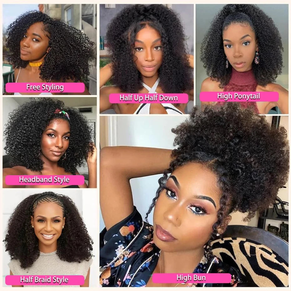 Kinky Curly Half Wig 250 Density Human Hair 26 Inch