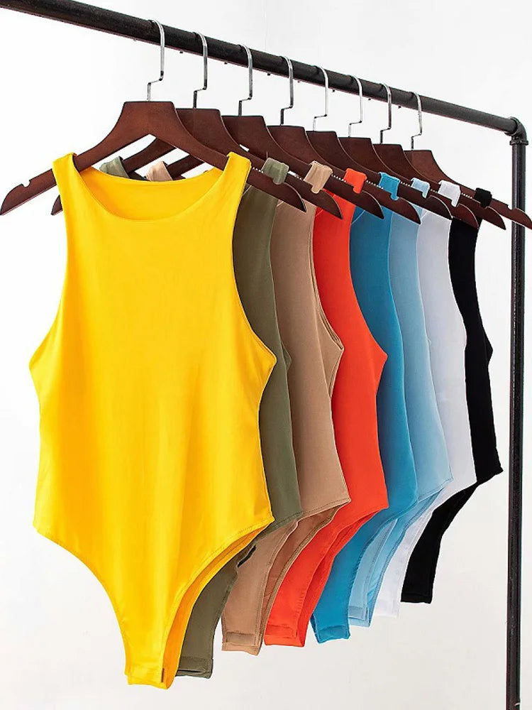 Summer Solid Sexy Bodycon Women Bodysuit Green Slim