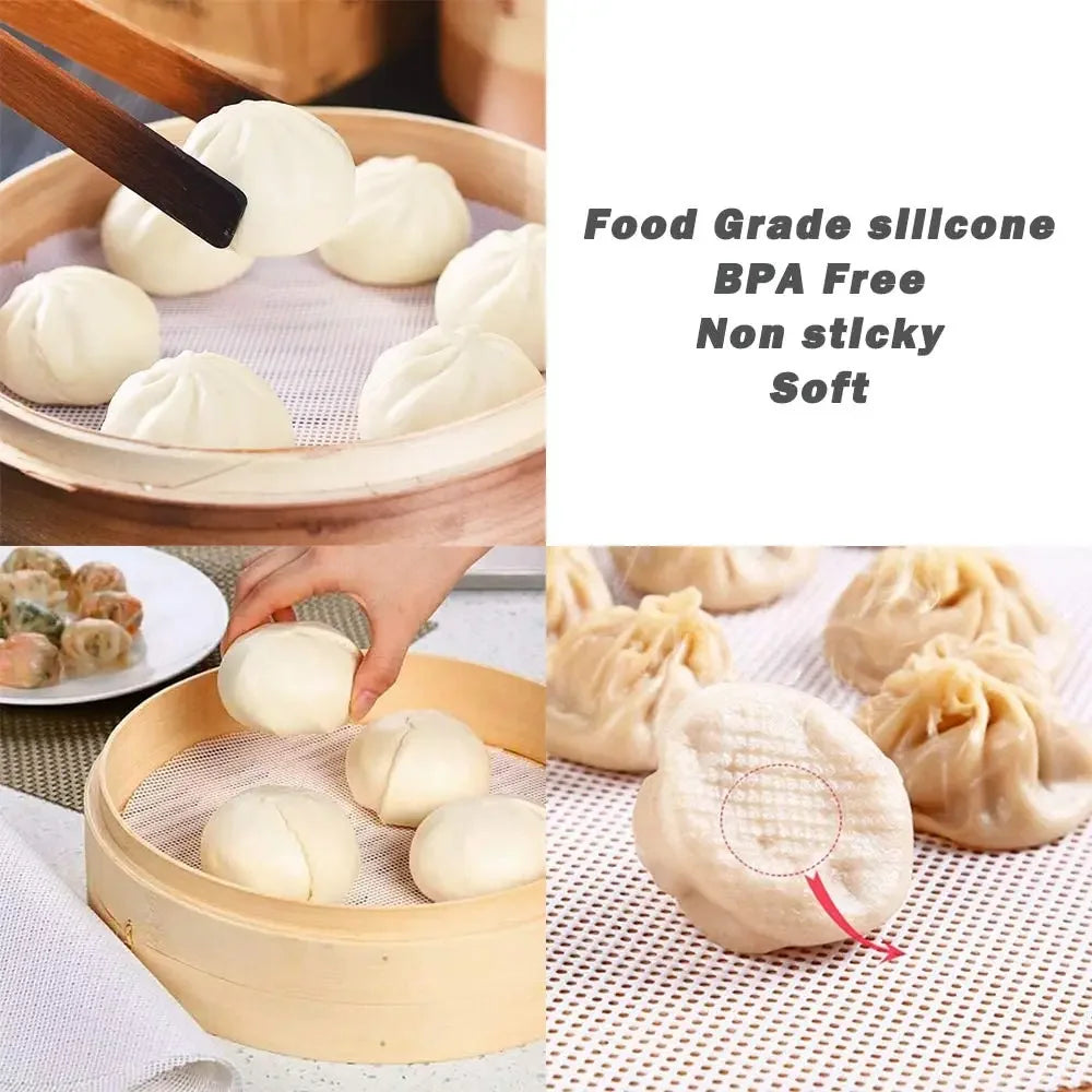 Silicone Steamer Mat Set Non-Stick White Kitchen Accessories