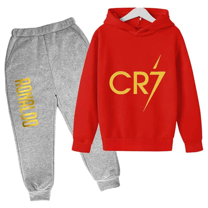 Ronaldo CR7 Print Hoodie and Pants Set for Children