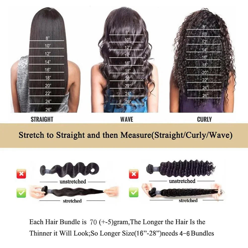 Bone Straight Lace Closure Wig Brazilian Human Hair 16-42 Inches