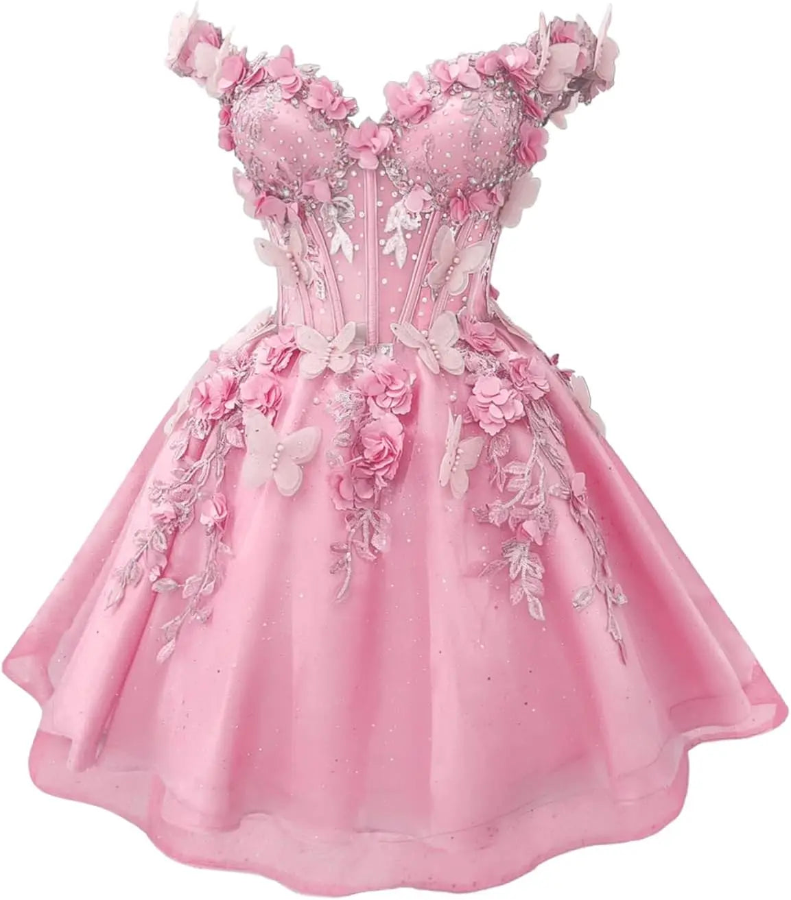 Butterfly Short Off Shoulder Prom Dress for Teens