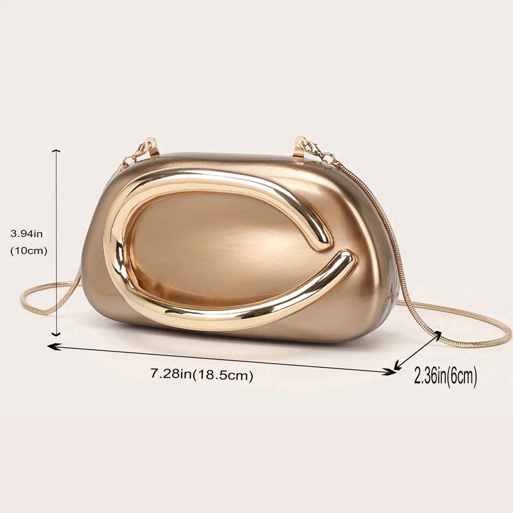 Gold PVC Evening Clutch Bag for Women