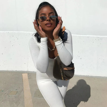 Dulzura Women Long Sleeve Bodycon Jumpsuit Overall