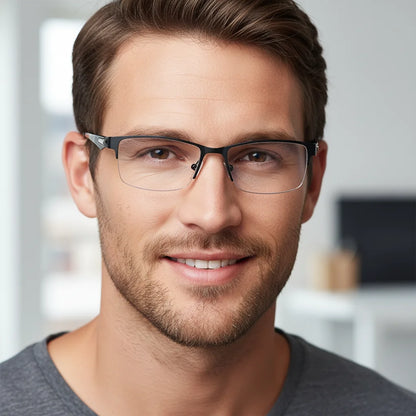 Color-Changing Half-Frame Reading Glasses in Alloy