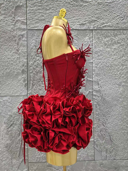 Red Women Sexy Halter Mini Bodycon Dress