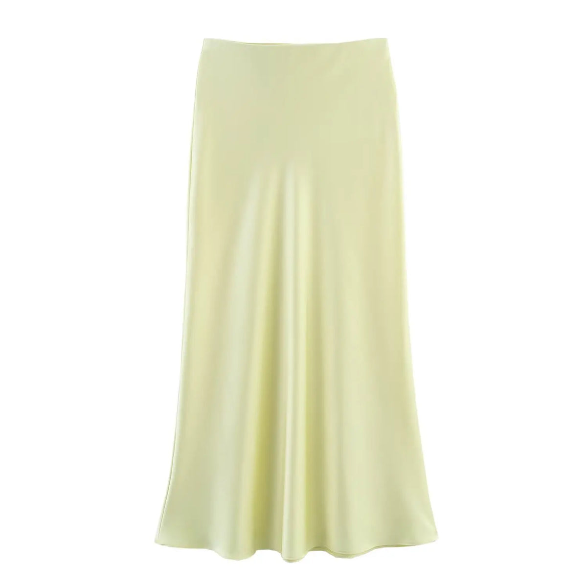 Vintage Satin Solid Long Skirt Women High Waist