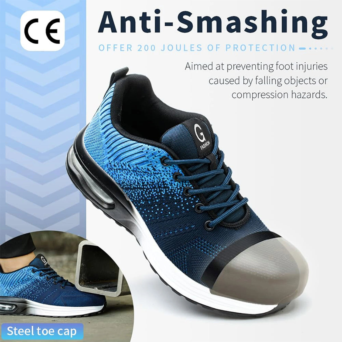 Steel Toe Blue Work Shoes for Men and Women