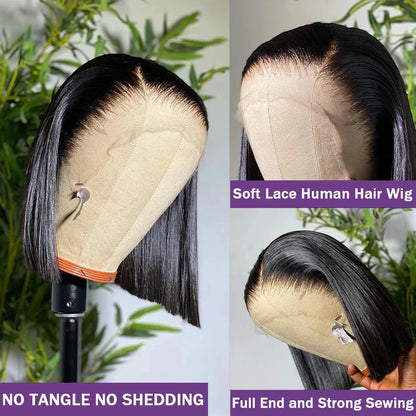 4x4 Lace Front Short Bob Wig Human Hair Straight