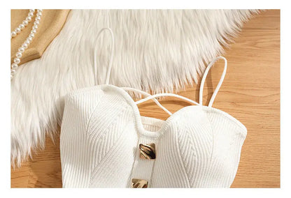 Knitted Camisole Tank Top for Women Summer Outerwear