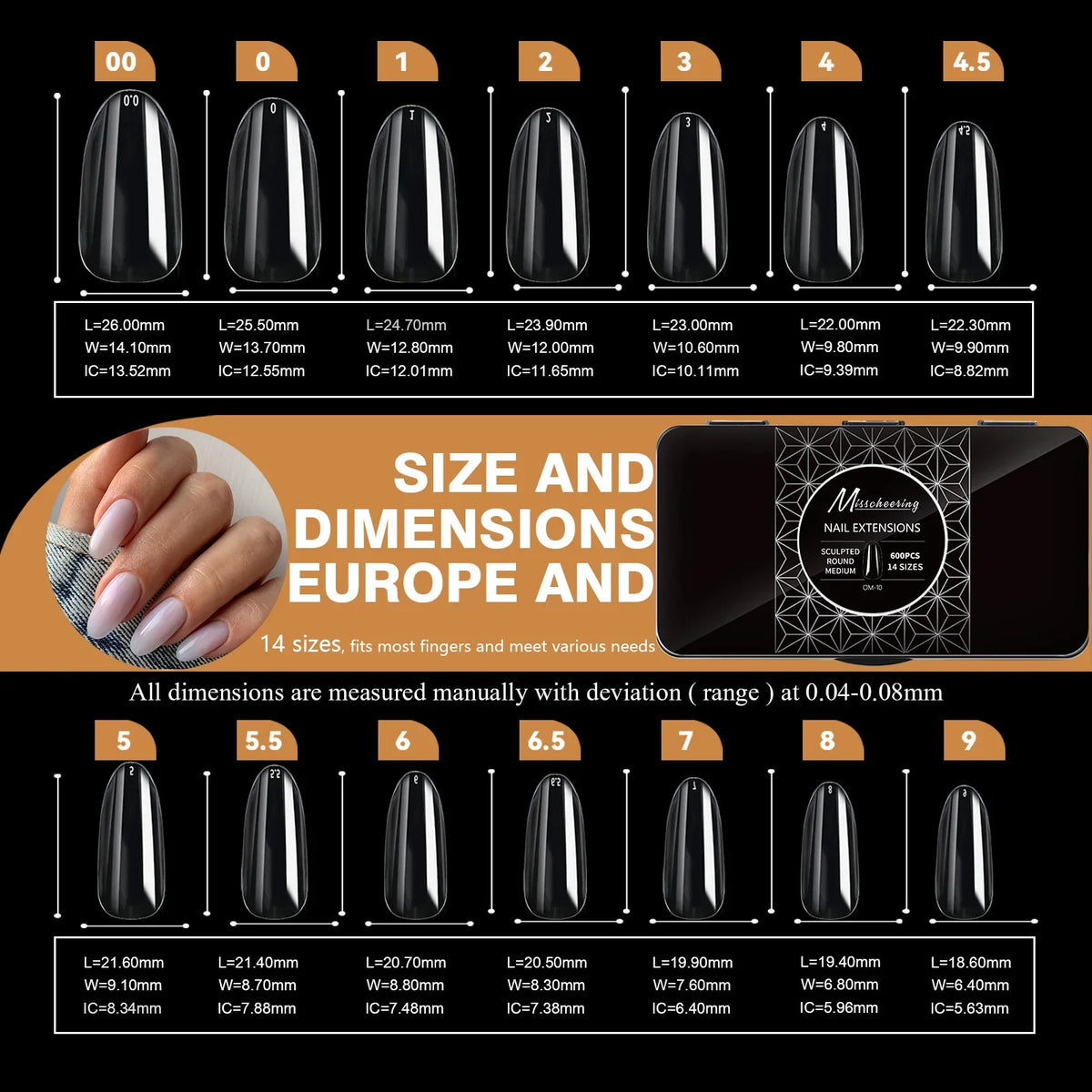 Soft Gel Full Cover Almond Fake Nails Box