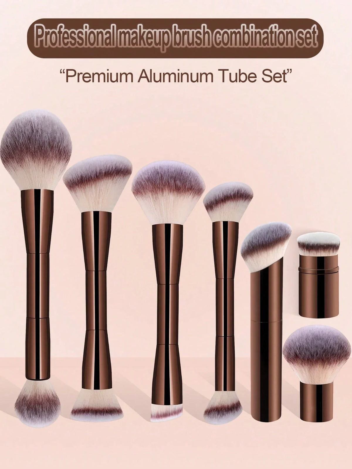 7pcs Makeup Brush Set with Wool Fiber Bristles