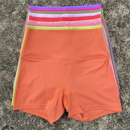 High Waist Yoga Shorts for Women in Solid Color