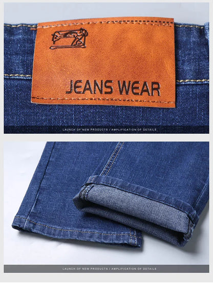 Men's Black Blue Stretch Jeans Casual Slim Fit Trousers