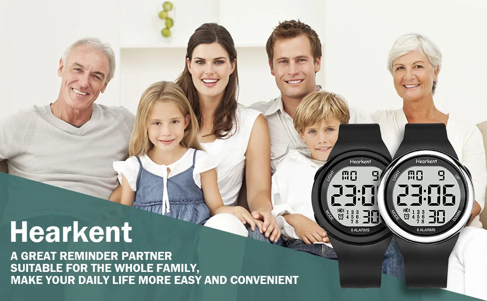Hearkent 8 Alarm Waterproof Digital Wristwatch