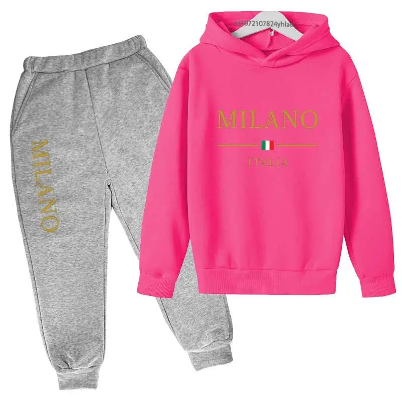 Kids Pullover Hoodie and Pants Tracksuit Set