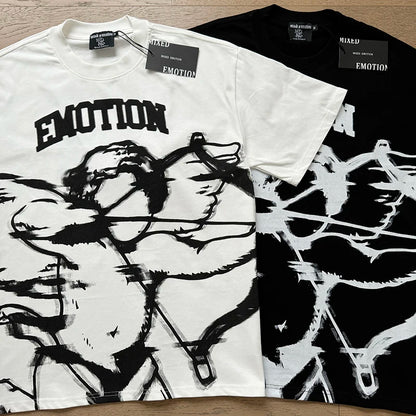 Mixed Emotion Cotton T-Shirt for Couples with Angel Print