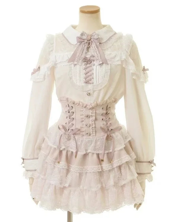 Japanese Sweet Lolita Mini Skirt Women Retro Lace Skirt