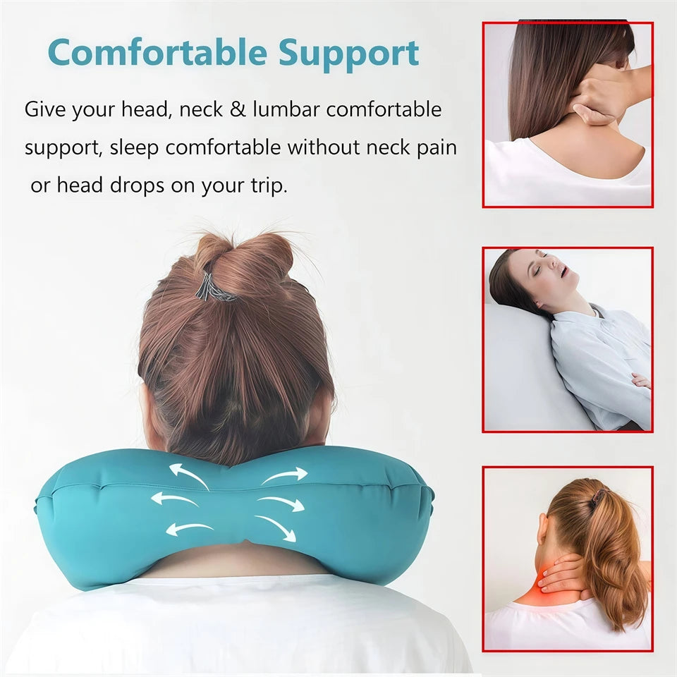 Foldable Inflatable U-Shaped Travel Pillow
