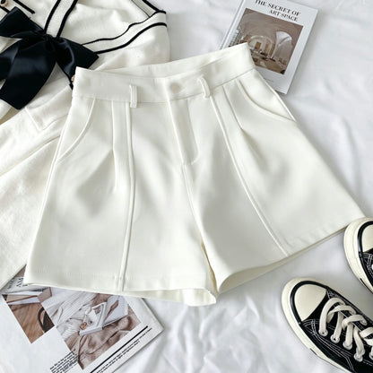 Vintage Solid High Waist A-Line Shorts for Women