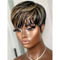 Short Pixie Cut Glueless Human Hair Wig Natural Black